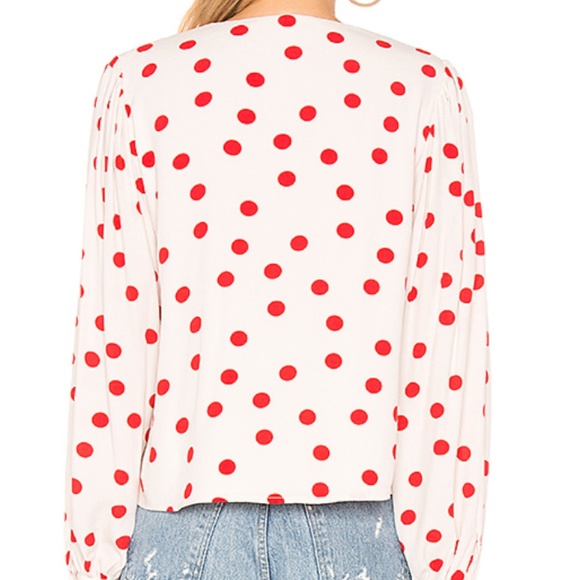 Lovers + Friends White and Red Polka Dot Blouse - Picture 3 of 4